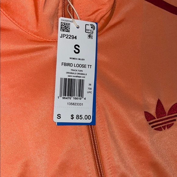 Adidas Originals Vibrant Coral Track Jacket with Red Logo - Picture 4 of 4